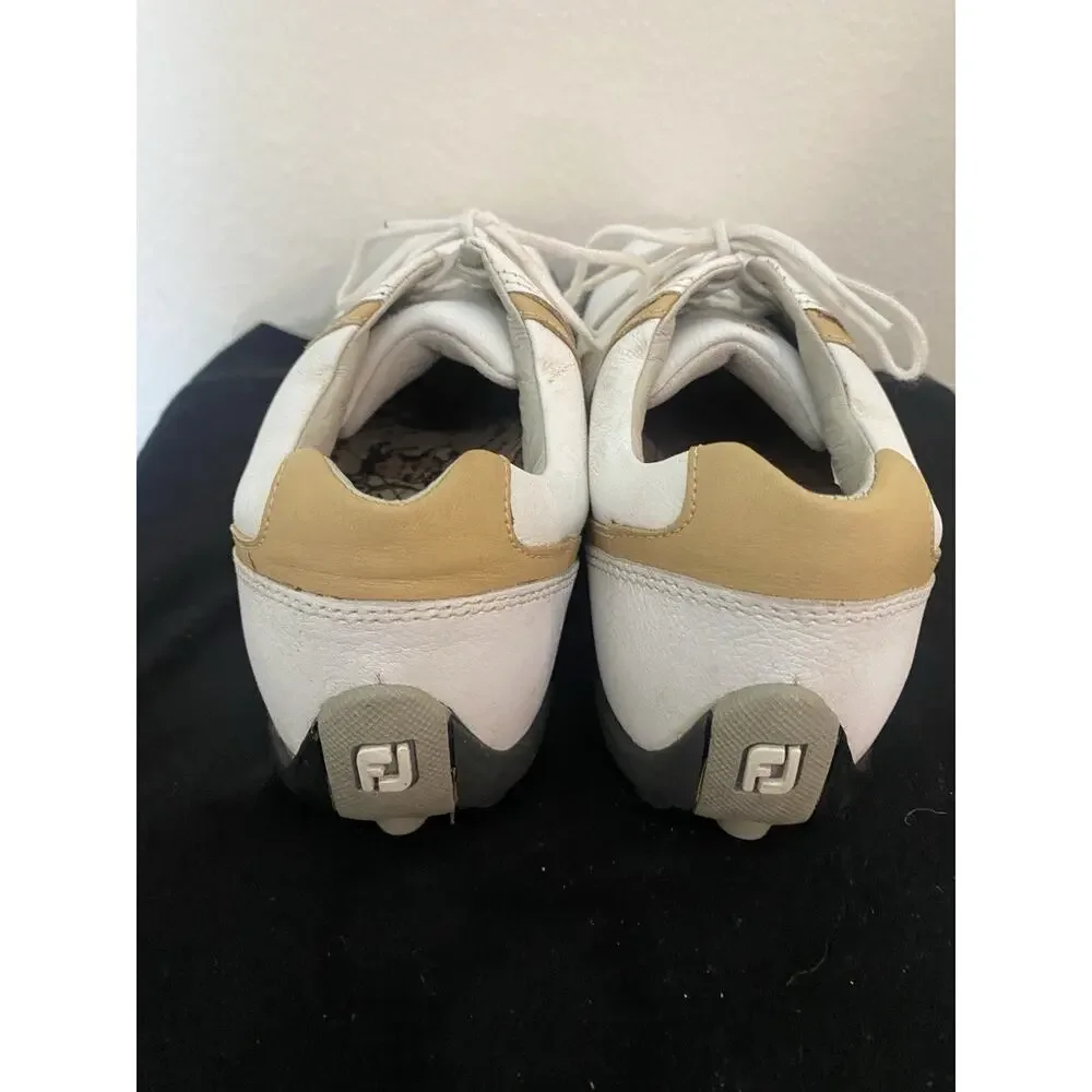 CLOSET CLEAN OUT Footjoy LoPro Collection Womens Golf Shoes Cleats White/Tan 6M